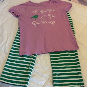 Mini Boden Kids Pajama Set - Purple and Green Stripes